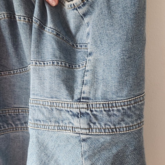 eshakti Light Blue Denim Tank with Leather Logo Patch - Picture 6 of 8